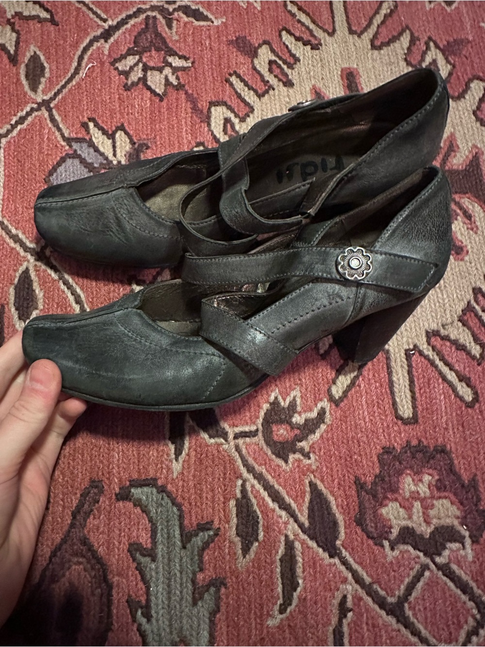 Fidji Gray Leather Strappy Heels with Decorative Buckle